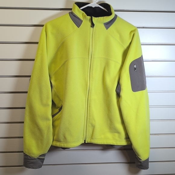 L.L. Bean Polartec Fleece Full Zip Jacket Chartreuse/Gray Size XL EUC - Picture 2 of 11